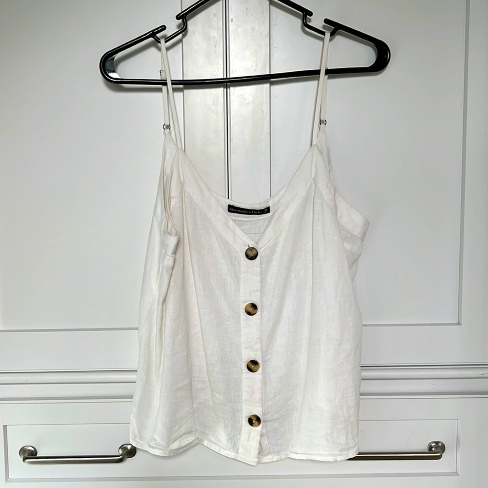 Abercrombie white tank with buttons